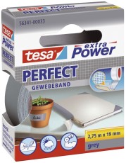 tesa® Gewebeklebeband extra Power Perfect - 2,75 m x 19 mm, grau Gewebeband 19 mm x 2,75 m grau