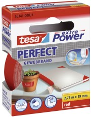 tesa® Gewebeklebeband extra Power Perfect - 2,75 m x 19 mm, rot Gewebeband 19 mm x 2,75 m rot