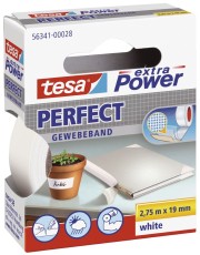 tesa® Gewebeklebeband extra Power Perfect - 2,75 m x 19 mm, weiß Gewebeband 19 mm x 2,75 m weiß