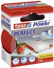 tesa® Gewebeklebeband extra Power Perfect - 2,75 m x 38 mm, rot Gewebeband 38 mm x 2,75 m rot