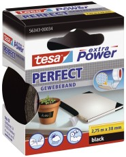 tesa® Gewebeklebeband extra Power Perfect - 2,75 m x 38 mm, schwarz Gewebeband 38 mm x 2,75 m