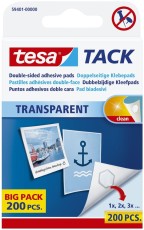 tesa® Tack® Klebestücke - 200 Stück, 10 x 10 mm, transparent, ablösbar Klebepad 200 Stück
