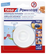 tesa® Powerstrips® Deckenhaken - ablösbar, Tragfähigkeit 500g, rund, weiß Deckenhaken 500 g
