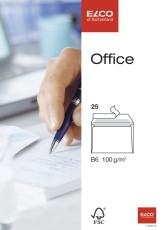 Elco Briefumschlag Office - B6, hochweiß, haftklebend, ohne Fenster, 100 g/qm, 25 Stück weiß