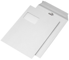 SECURITEX® Versandtasche C4 - mit Fenster, 130 g/qm, haftklebend, 100 Stück C4 weiß haftklebend
