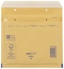 aroFOL® Luftpolstertaschen CD, 180x165 mm, goldgelb/braun, 100 Stück Luftpolstertasche braun CD