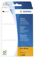 Herma 4301 Adress-Etiketten - 95 x 48 mm, selbstklebend, 250 Stück Adressetiketten 95 x 48 mm weiß