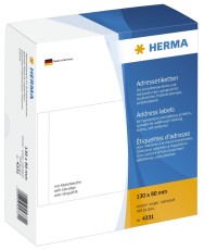 Herma 4331 Adress-Etiketten - einzeln mit Abziehlasche, 130 x 80 mm, selbstklebend, 500 Stück weiß