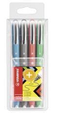 STABILO® Tintenroller - worker+ colorful - medium - 4er Pack - grün, rot, blau, schwarz (sortiert)