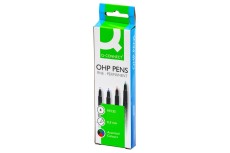 Q-Connect® Faserschreiber - permanent, ca. 0,7 mm (F), 4er Pack Folienstift ca. 0,7 mm (F)