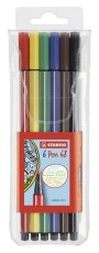 STABILO® Premium-Filzstift - Pen 68 - 6er Pack - mit 6 verschiedenen Farben Faserschreiberetui