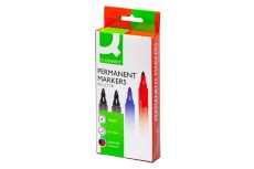 Q-Connect® Permanentmarker - ca. 2 - 3 mm, 4-er Pack Permanentmarker blau, rot, 2 x schwarz