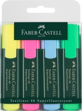 Faber-Castell Textmarker TL 48 REFILL - nachfüllbar, 4 Farben im Etui Textmarker 1, 2 und 5 mm