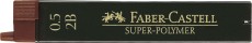 Faber-Castell Feinmine SUPER POLYMER - 0,5 mm, 2B, tiefschwarz, 12 Minen Feinmine tiefschwarz 0,5 mm