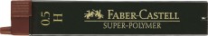 Faber-Castell Feinmine SUPER POLYMER - 0,5 mm, H, tiefschwarz, 12 Minen Feinmine tiefschwarz 0,5 mm