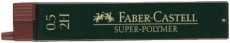 Faber-Castell Feinmine SUPER POLYMER - 0,5 mm, 2H, tiefschwarz, 12 Minen Feinmine tiefschwarz 0,5 mm
