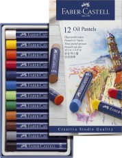 FaberCastell Creative Studio Ölpastellkreide, 12 Farben sortiert im Kartonetui Pastellkreide 10 mm