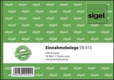 SIGEL Einnahmebelege - A6 quer, Papier grün, mit Sicherheitsdruck, 50 Blatt A6 quer grün 50 Blatt