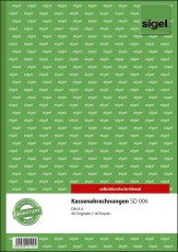 SIGEL Kassenabrechnungen - A4, 1. und 2. Blatt bedruckt, SD, MP, 2 x 40 Blatt Kassenbuch A4