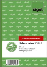 SIGEL Lieferscheine mit Empfangsschein - A6, 1. und 2. Blatt bedruckt, SD, MP, 2 x 40 Blatt A6
