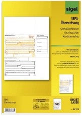 SIGEL PC-SEPA-Überweisung, Gültig für alle Banken und Sparkassen, 100 Stück Formular A4