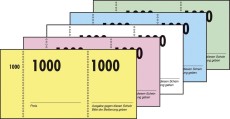 SIGEL Nummernblock - 1-1000, 5 farbig sortiert, 105x50 mm, 10 x 100 Blatt Garderobennummernblock