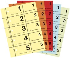 Avery Zweckform® 867 Garderobennummern, DIN A6, farbig sortiert, 100 Blatt / Block, gelb, orange, rot, blau, grün