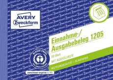 Avery Zweckform® 1205 Einnahme-/Ausgabebeleg, DIN A6 quer, fälschungssicher, 50 Blatt, weiß weiß