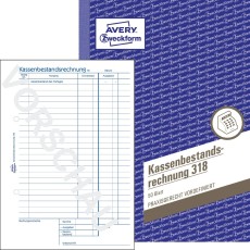 Avery Zweckform® 318 Kassenbestandsrechnung, DIN A5, vorgelocht, 50 Blatt, weiß Kassenberichtsbuch