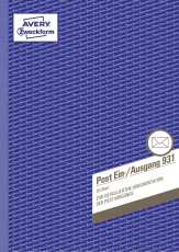 Avery Zweckform® 931 Post-Ein-/Ausgangsbuch - A4, beidseitig bedruckt, 50 Blatt, weiß A4 50