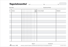 RNK Verlag Tagelohnzettel - Block - SD, 3 x 40 Blatt, DIN A5 quer Tagelohnzettel A5 quer MP, SD