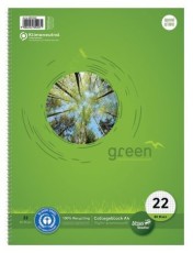 Staufen® green Collegeblock LIN22 - A4, 80 Blatt, 70 g/qm, kariert 100% aus Recycling-Papier A4