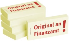 Haftnotizen Original an Finanzamt - 75 x 35 mm, 5x 100 Blatt Haftnotiz gelb 75 mm 35 mm Papier