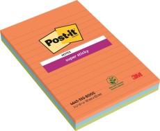 Post-it® SuperSticky Haftnotizen Super Sticky Notes Ultrafarben - 102 x 152 mm, liniert, 3x 45 Blatt