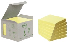 Post-it® Recycling Notes - 76 x 76 mm, pastellgelb, 6 x 100 Blatt Haftnotiz gelb 76 mm 76 mm