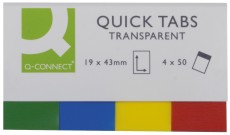 Q-Connect® Haftmarker Transparent - 25 x 45 mm, 4 x 40 Streifen Index Marker 25 mm 45 mm