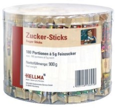 Hellma Zuckerportionen - Zucker-Stick „Paris“ Zucker ca. 180 Portionen à 5 g ca. 900 g