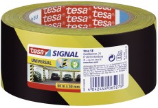 tesa® Markierungsklebeband Universal - gelb/schwarz - 66 mm x 50 m Warnmarkierungsband gelb/schwarz