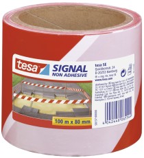 tesa® Absperrband - nicht klebend - rot/weiß - 80 mm x 100 m Warnmarkierungsband rot/weiß