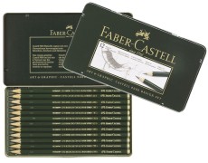 Faber-Castell Bleistift CASTELL® 9000 12er Design  Set Bleistift 5B - 5H dunkelgrün 12 Stück