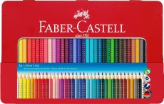 FABER-CASTELL Buntstift Colour GRIP - 36 Farben, Metalletui ergonomische Dreikantform mit Namensfeld