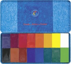 Stockmar Wachsmalblöcke - 16 Farben Wachsmalfarbe 16 Stück 41 x 23 x 12 mm Blechetui