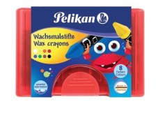 Pelikan® Wachsmalstift 665/8 - 8 Farben sortiert, rund, Box mit 8 Stiften + 1 Schaber rund 11 mm