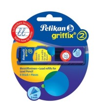 Pelikan® griffix® Minen für Bleistift - 2 mm, HB, schwarz, Blister 2x3 Minen Fallmine schwarz HB