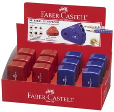 Faber-Castell Doppelspitzdose SLEEVE - rot / blau sortiert Dosenspitzer sortiert 32 x 70 x 20 mm