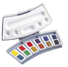 Pelikan® Aquarell-Malkasten 725D/12, Kunststoffkasten mit 12 Farben 2 Wasserboxen und Mischpalette