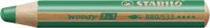 STABILO® Buntstift, Wasserfarbe & Wachsmalkreide - woody 3 in 1 - Einzelstift - dunkelgrün 10 mm