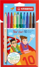 STABILO® Filzstift und Fineliner in einem - Trio 2 in 1 - 10er Pack mit 10 verschiedenen Farben