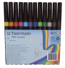 Q-Connect® Faserschreiber, non-permanent, ca. 1-2 mm, Etui mit 12 Farben Faserschreiberetui 6 Etuis