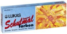 Lukas Schulmalfarbe, Grund- und Zusatzfarben, 13 Farben x 18 ml Schulmalfarbe sortiert 13 x 18 ml